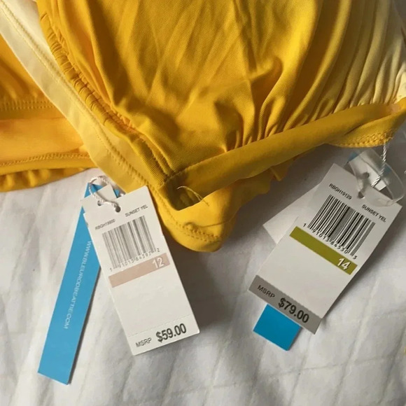 Bleu Rod Beattie Twist Bandeau Sunset Yellow Top Size 14 Bottom Size 12 - Picture 11 of 11